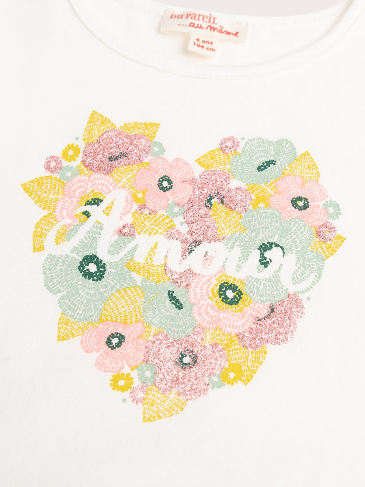 Robe écrue bi-matieres animation cœur en fleurs - 2