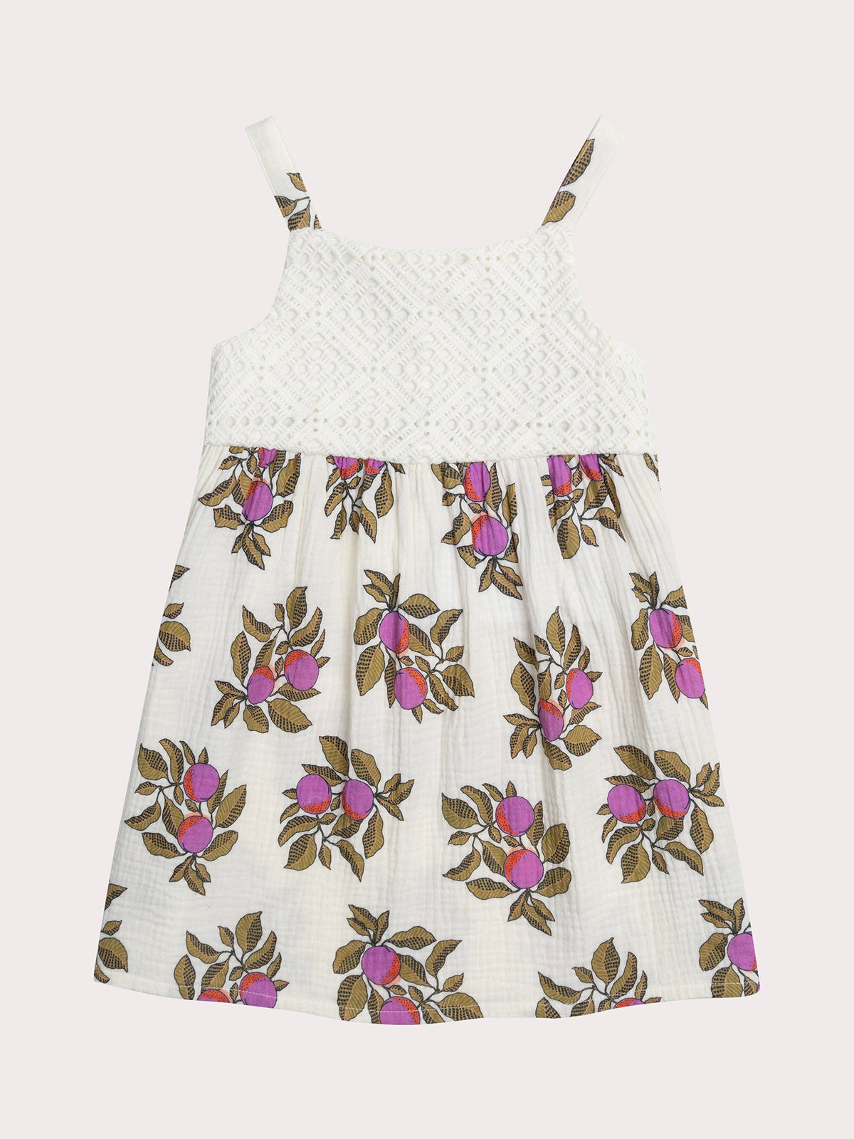 Robe écrue imprimée à bretelles - 1