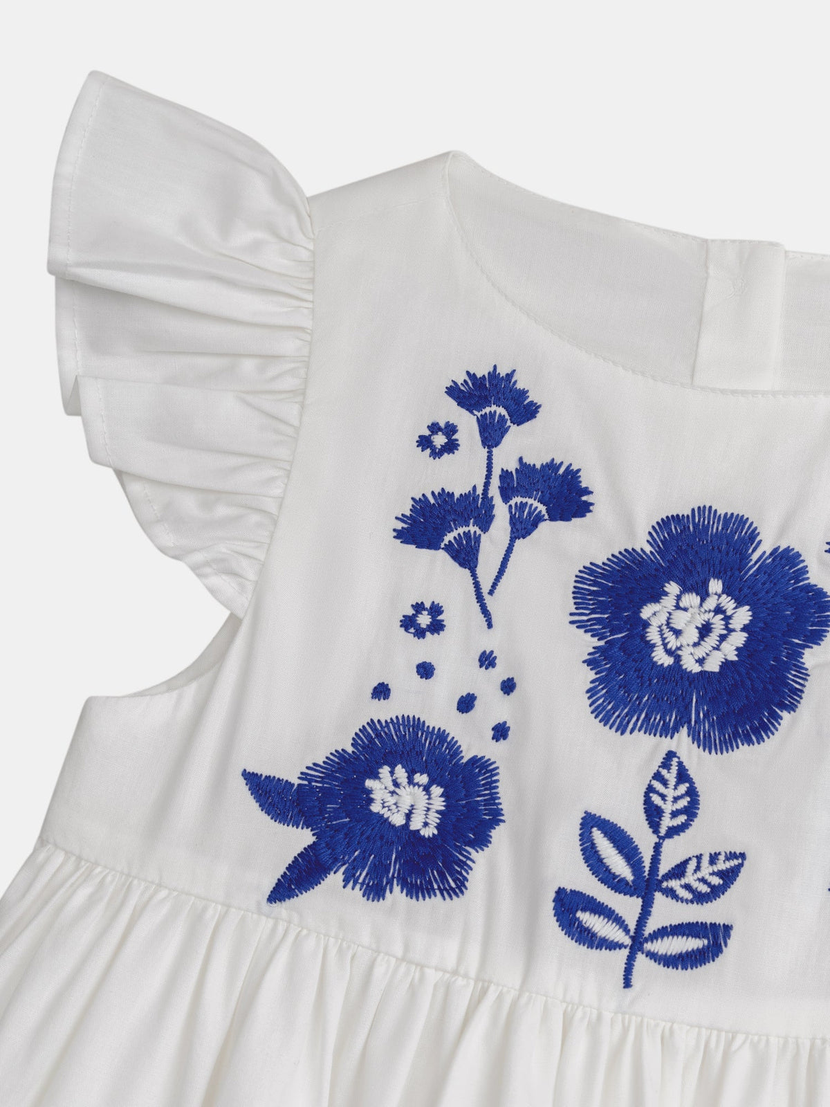 Robe blanc cassé à broderie fleurs pour fille - 2