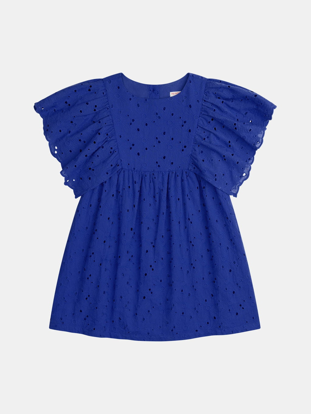 Robe bleue à broderie anglaise pour fille - 1
