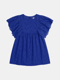 Robe bleue à broderie anglaise pour fille - 1