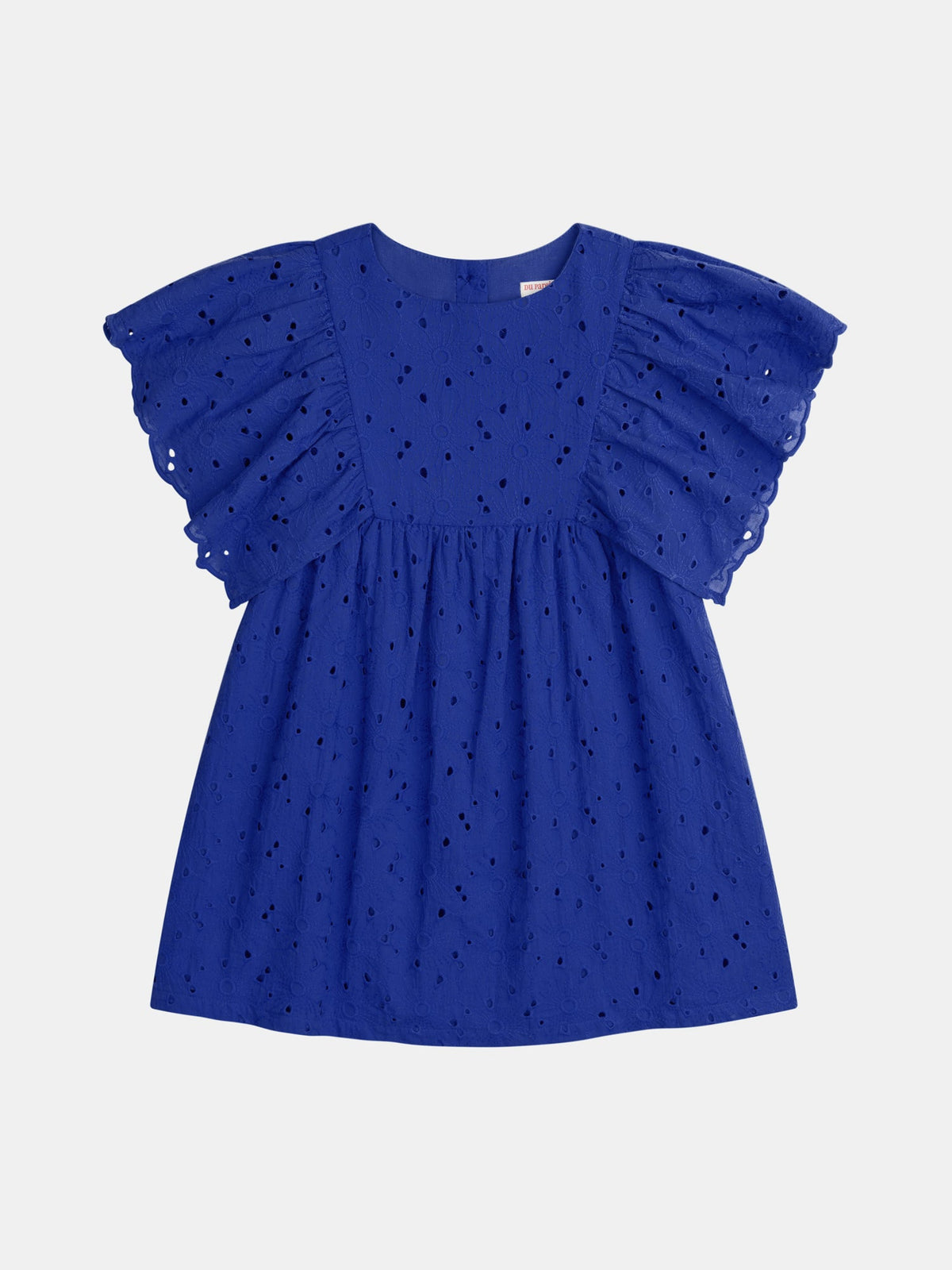 Robe bleue à broderie anglaise pour fille - 1
