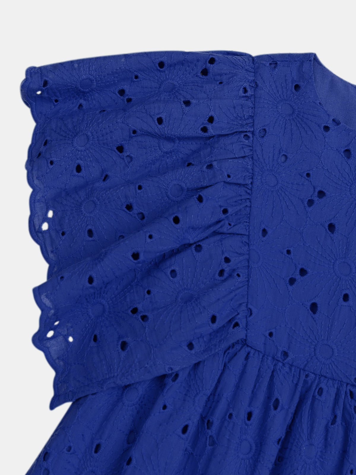 Robe bleue à broderie anglaise pour fille - 2