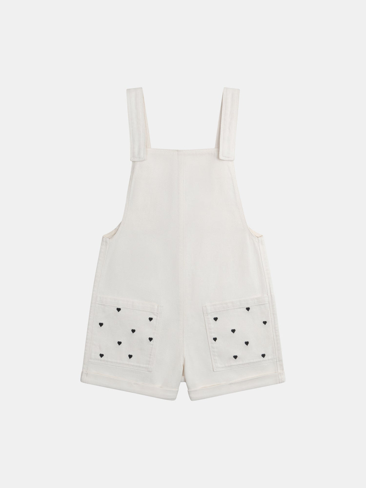 Salopette courte broderies coeur pour fille - 1