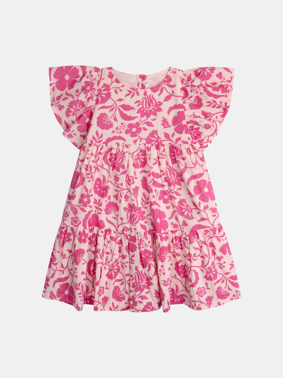 Robe rose à imprimé floral pour fille - 1