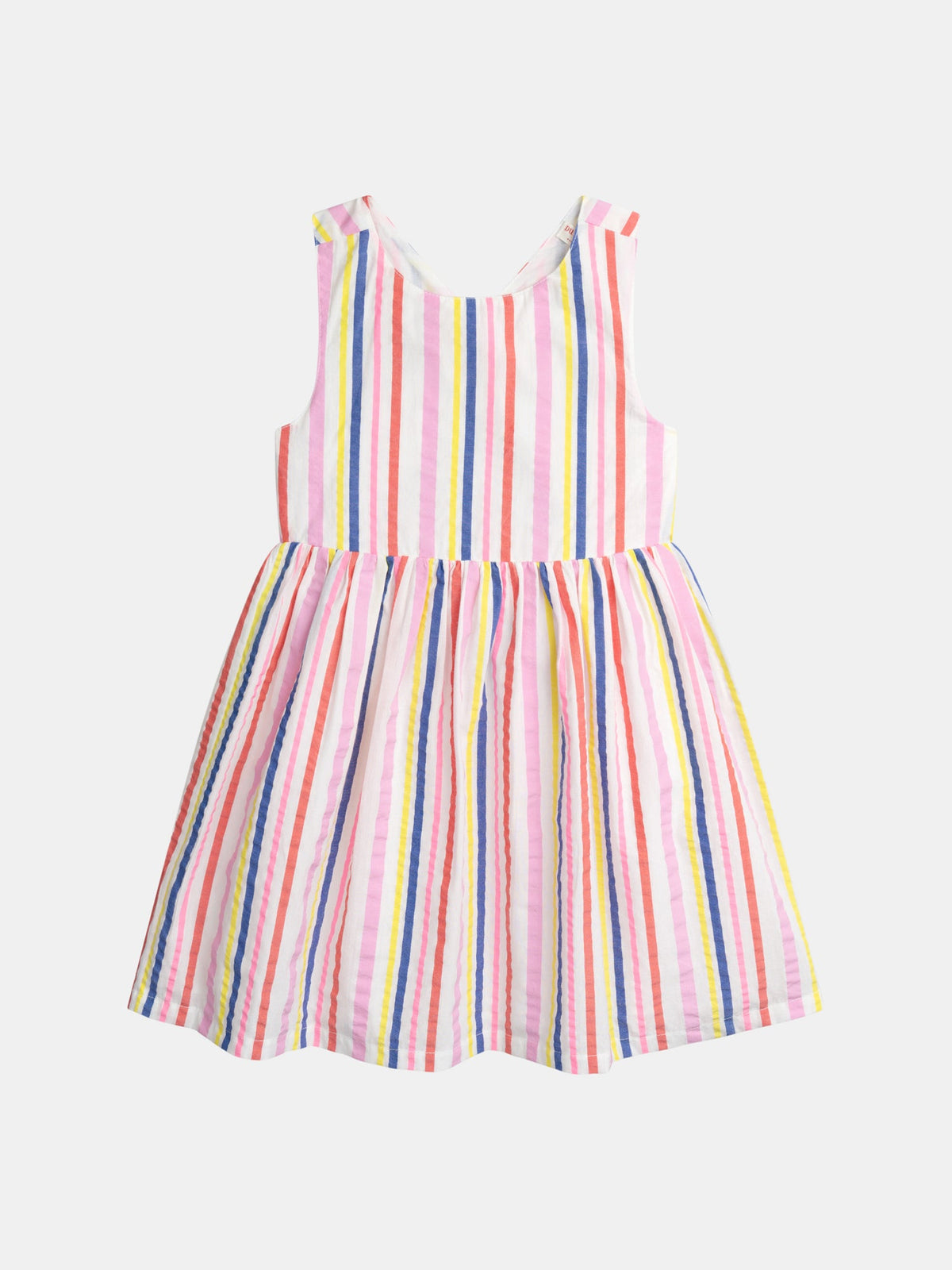 Robe écrue rayures multicolores pour fille - 1