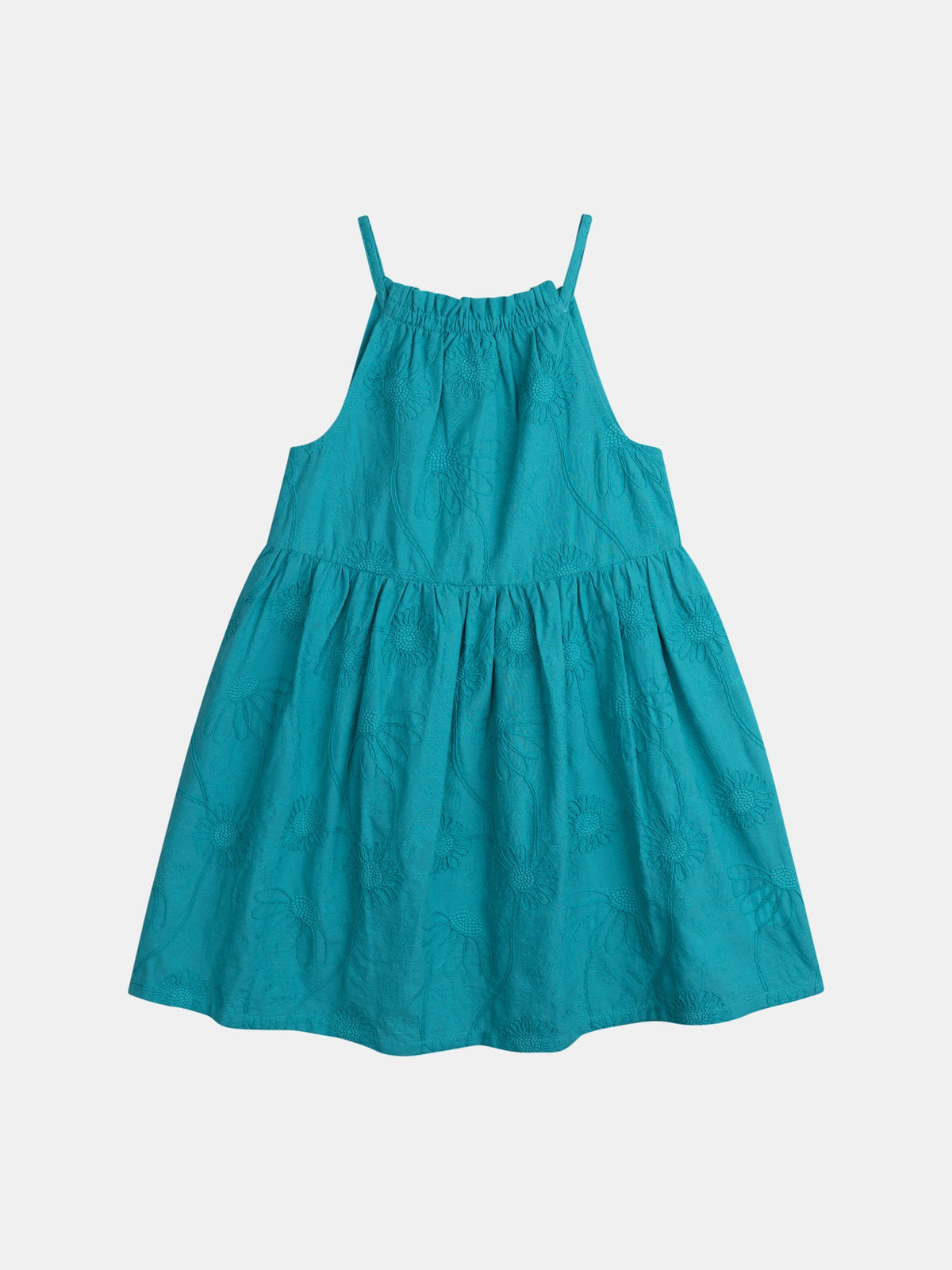Robe bleue entièrement brodée pour fille - 1