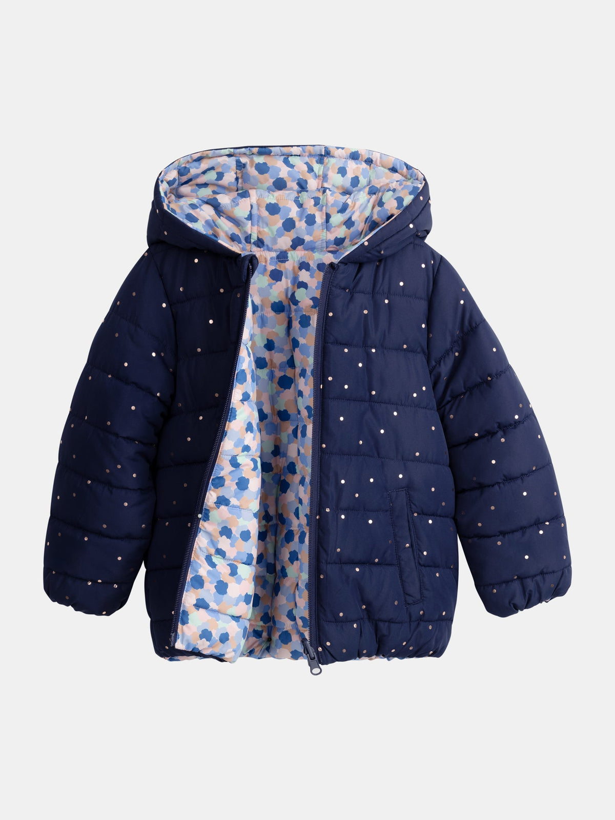 Doudoune réversible à imprimé pois pour fille - 1
