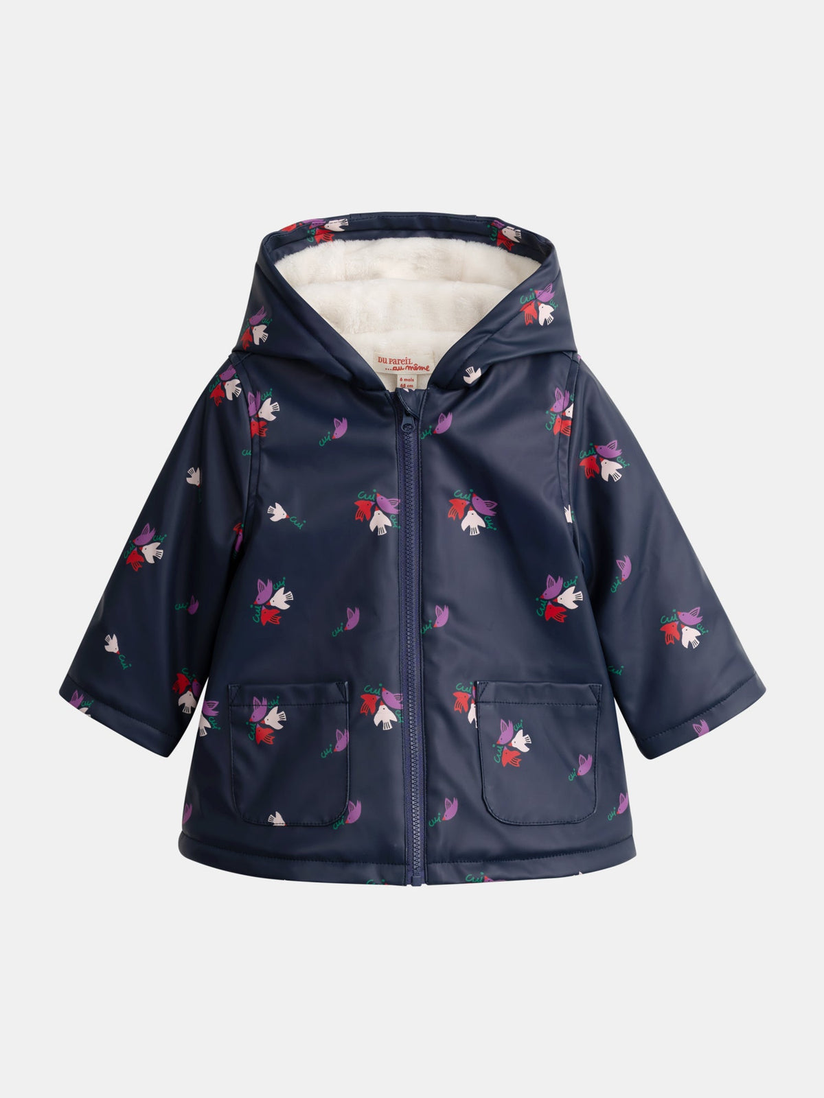 Imperméable doublé en peluche à motif oiseaux pour bébé fille - 1