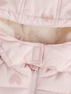 Doudoune à capuche rose imprimée cœurs pour bébé fille - 2