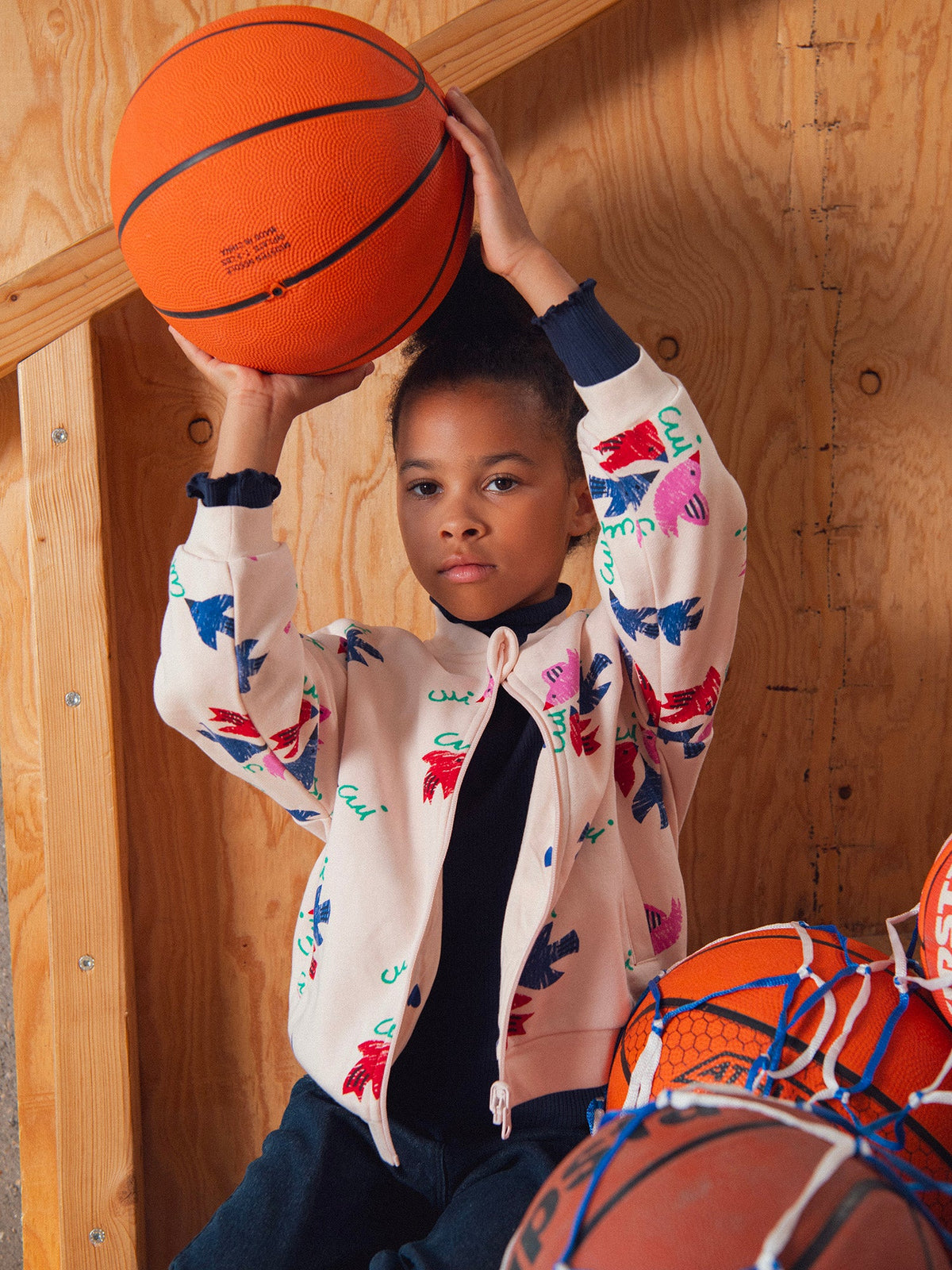 Cardigan réversible rose imprimé oiseaux pour fille - 2