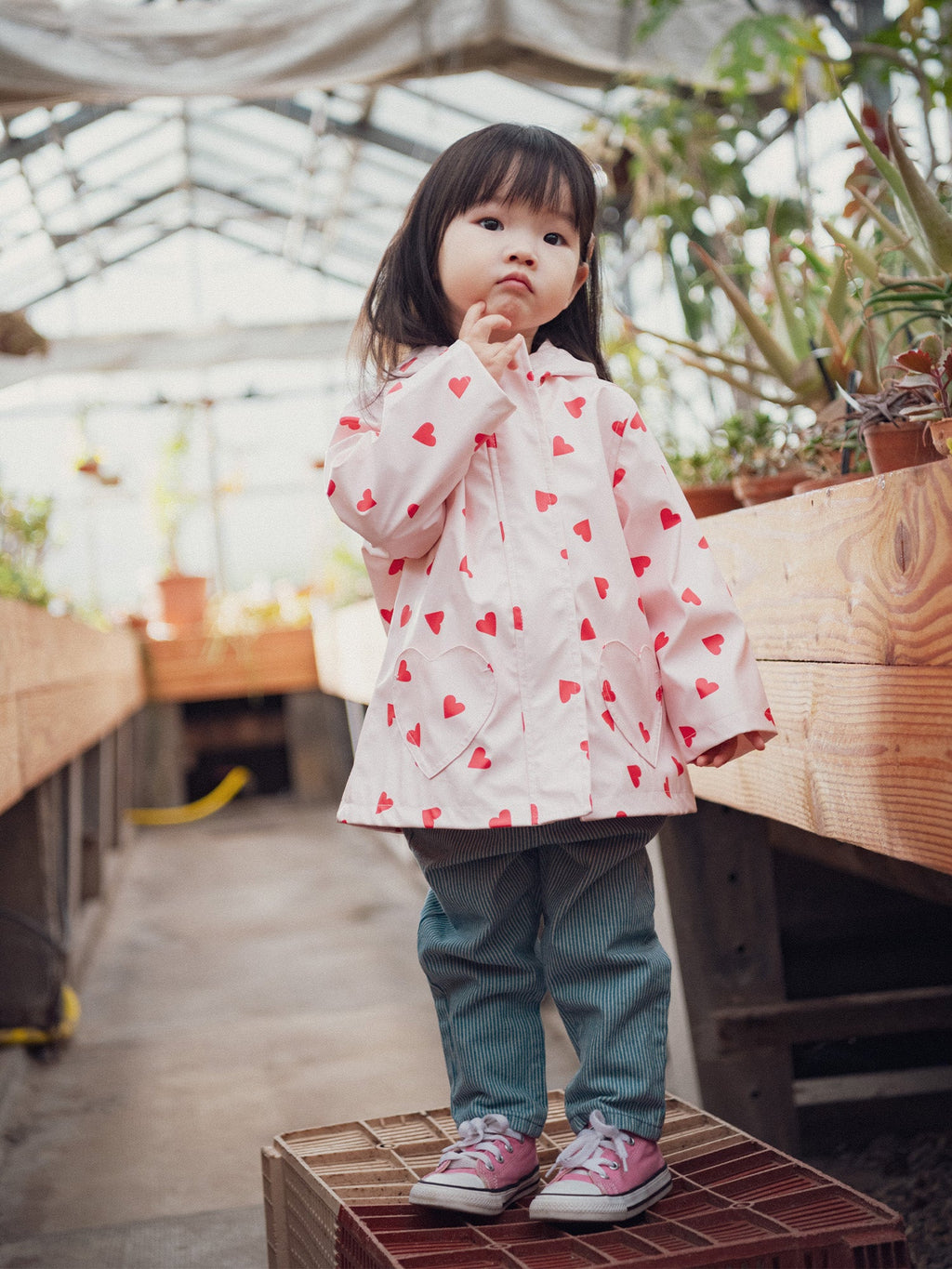 Imperméable rose imprimé cœurs pour bébé fille - 2