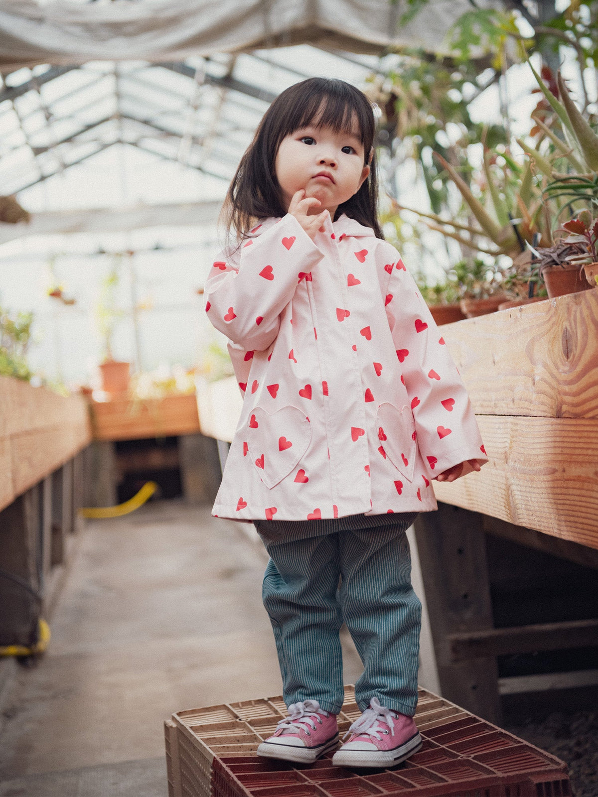 Imperméable rose imprimé cœurs pour bébé fille - 2