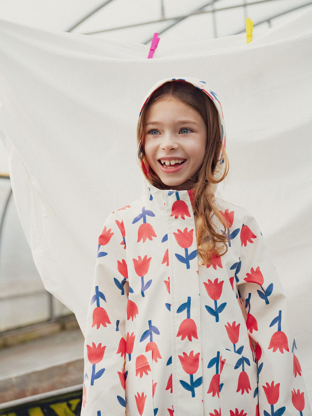 Imperméable écru à imprimé fleurs pour fille - 2