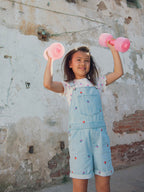 Salopette en denim brodé pour fille - 2